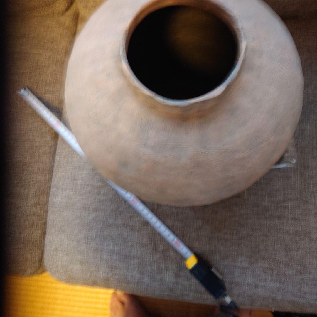 手作り陶器 球形 土色 土器　弥生　縄文　大壺
