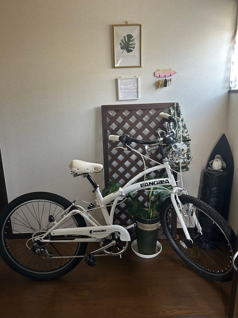 PANGERA 折りたたみ自転車 ホワイトビーチクルーザー26インチ
