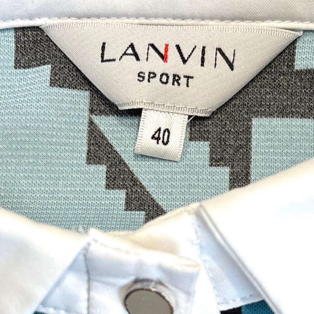【近年/L】ランバンスポール　LANVIN　ゴルフ　ポロシャツ　ターコイズ　黒