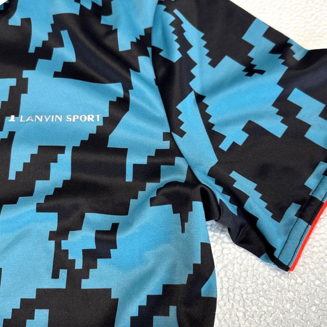 【近年/L】ランバンスポール　LANVIN　ゴルフ　ポロシャツ　ターコイズ　黒