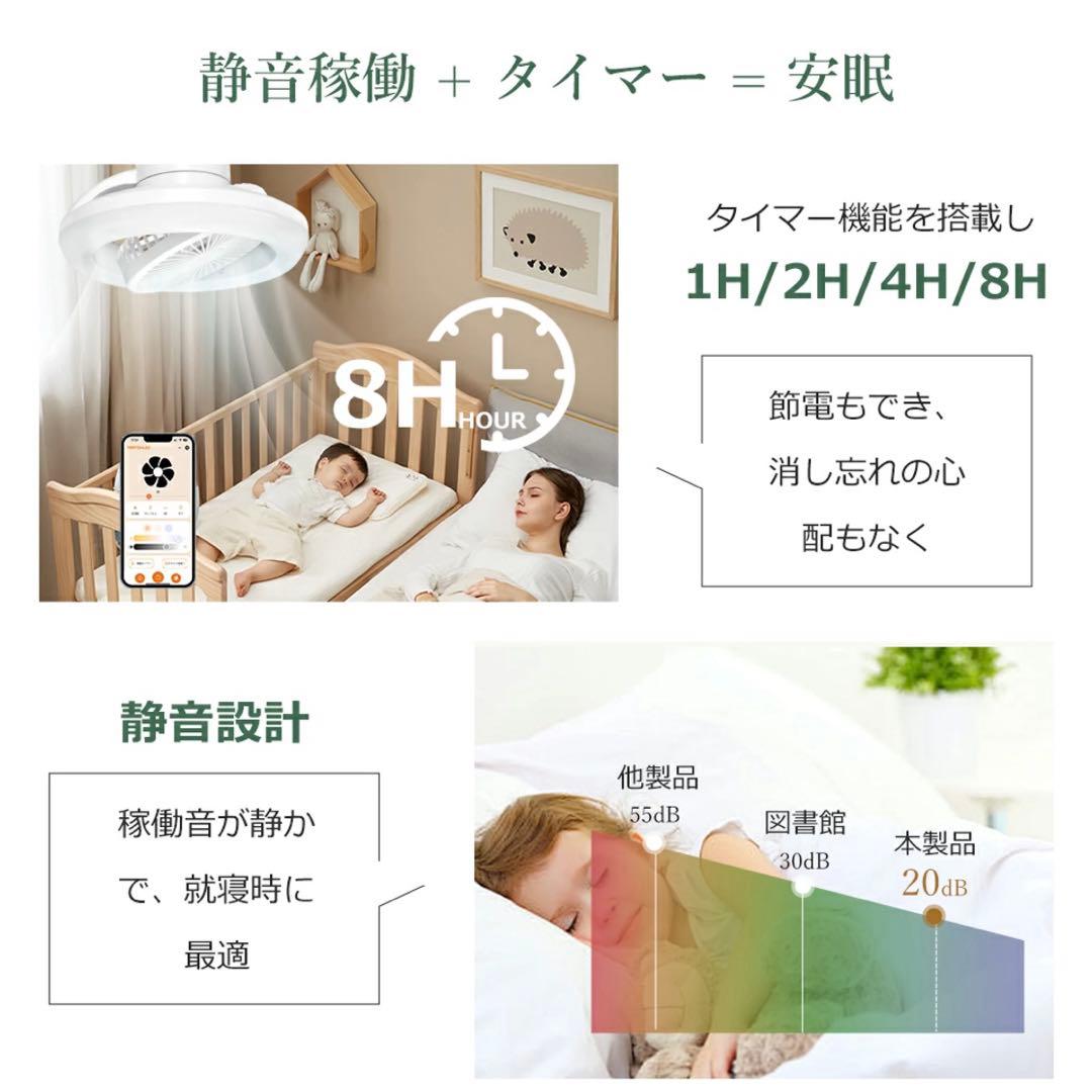 【最終価格】2025年改良版　静音&節電対策 シーリングファン 首振り