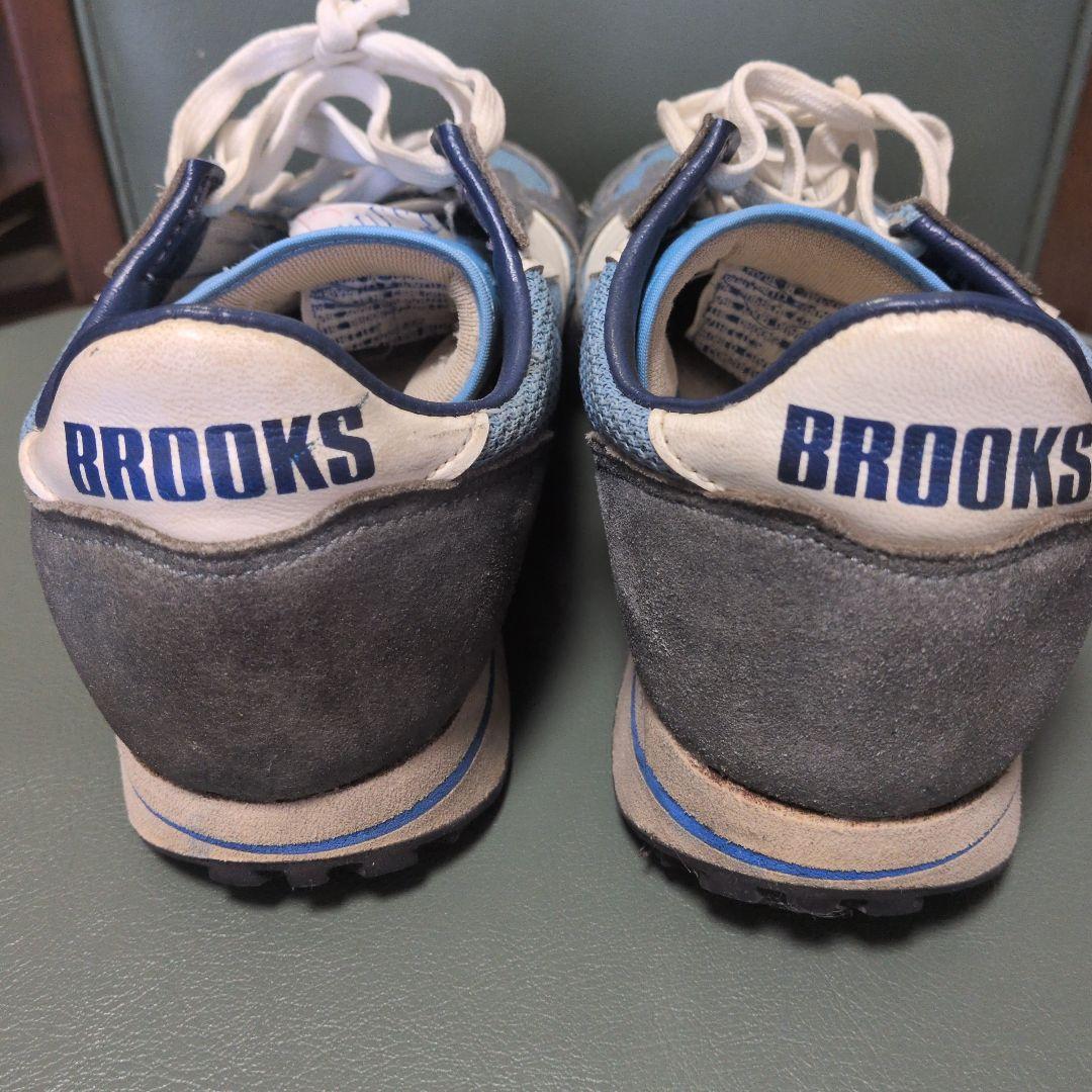 昭和レトロ　BROOKS ランニングシューズ 青/グレー