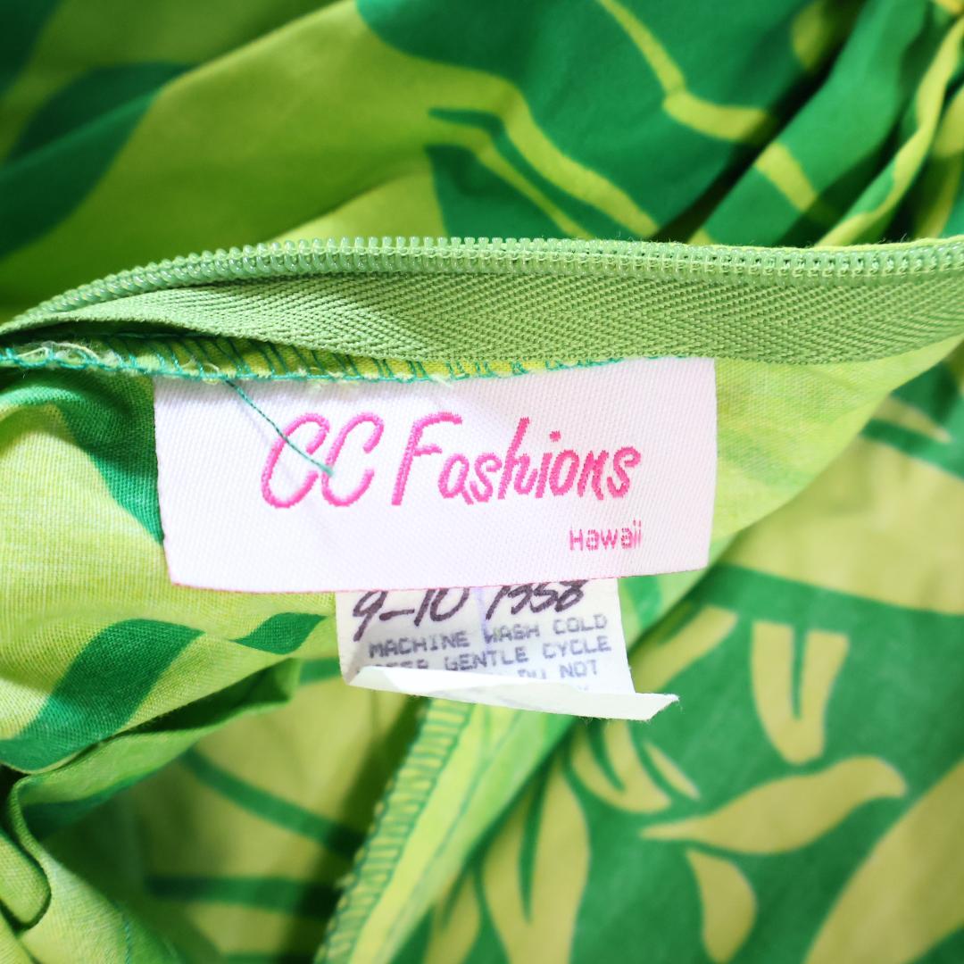 【美品 ハワイ製フラダンス用衣装】グリーン CC Fashions ワンピース