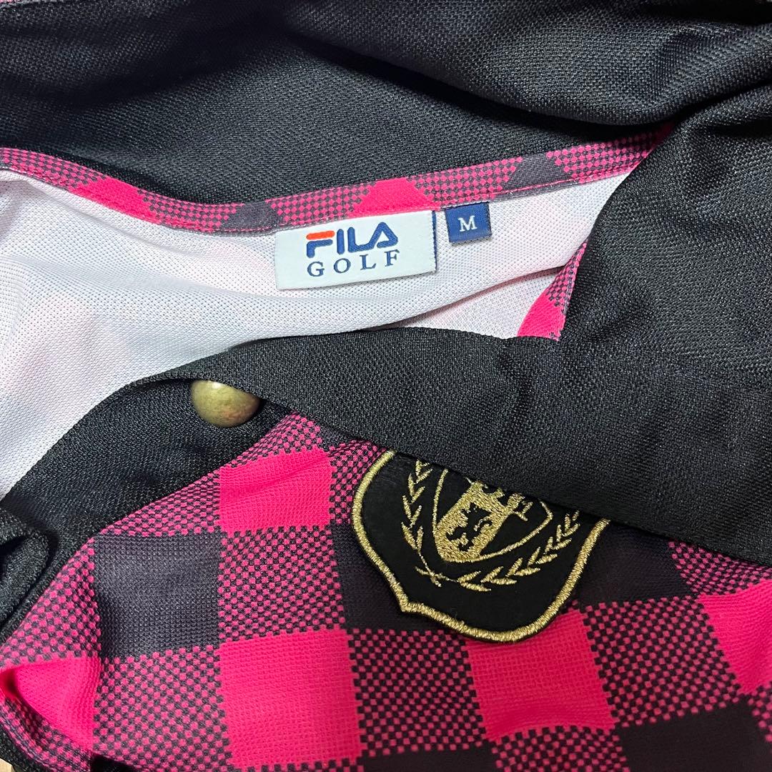 FILA　GOLF　ウェア　ワンピース　ポロシャツ　チェック　半袖　ビビット