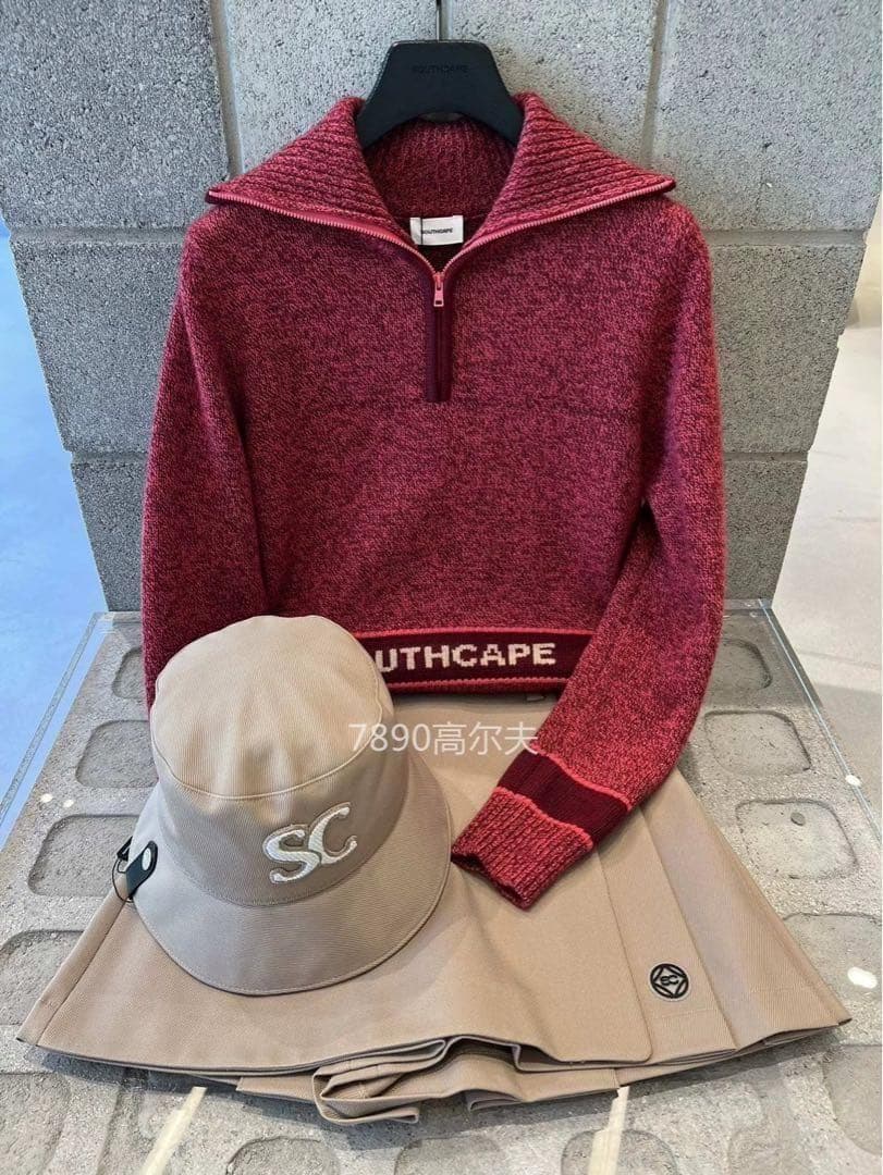 冬物値下★サウスケープ　上品　レディース ゴルフセーター・赤 S