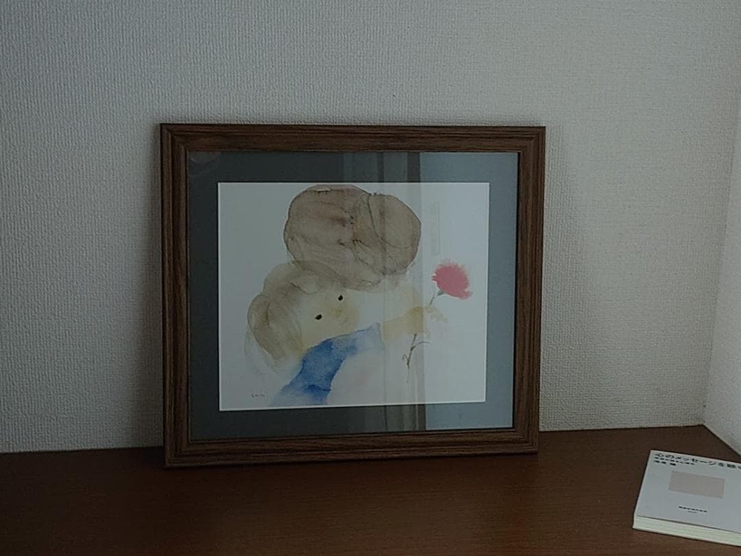 いわさきちひろ「母の日」1972年 複製画 四切 額装 ガラス入り 箱付 美品