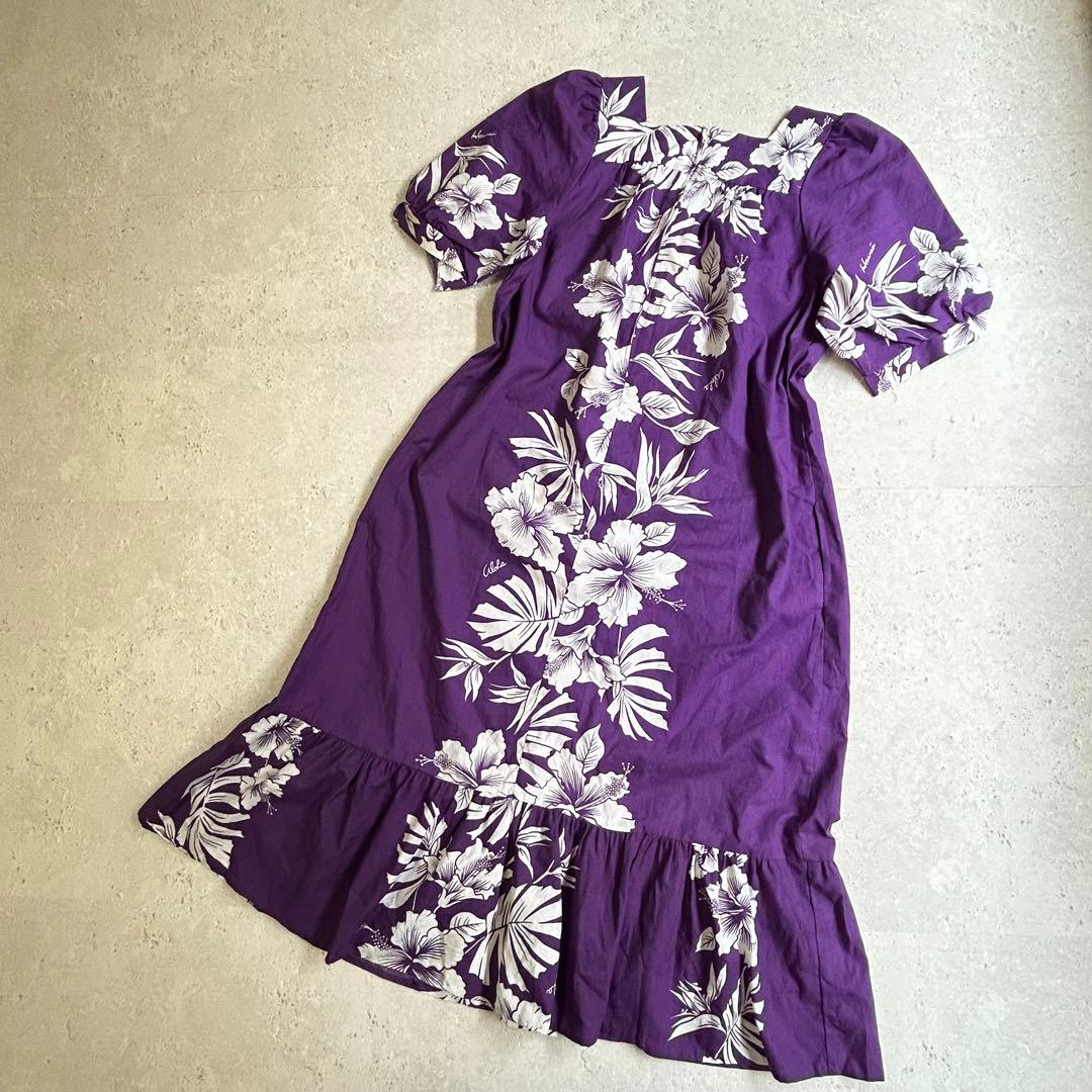 ロイヤルクリエーションズ ハワイアンドレス ムームー アロハ 衣装 パープル 花