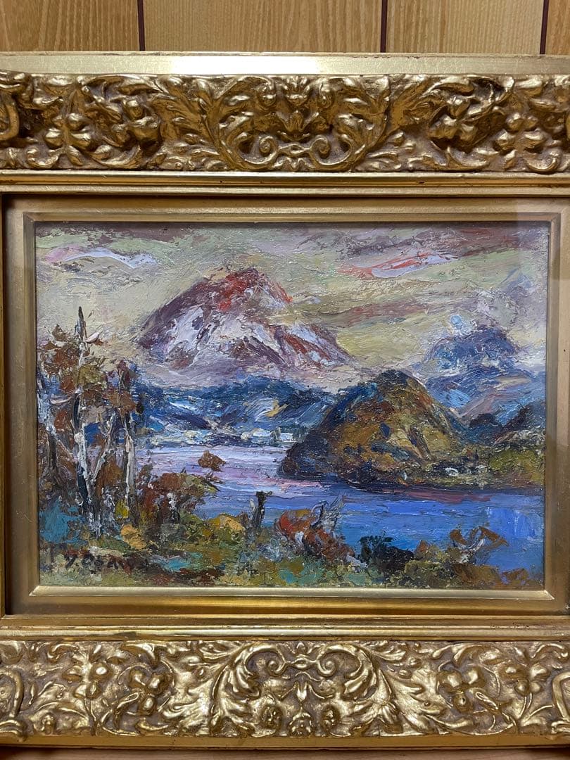 【絵画】作者/作品名不明 山と湖の風景