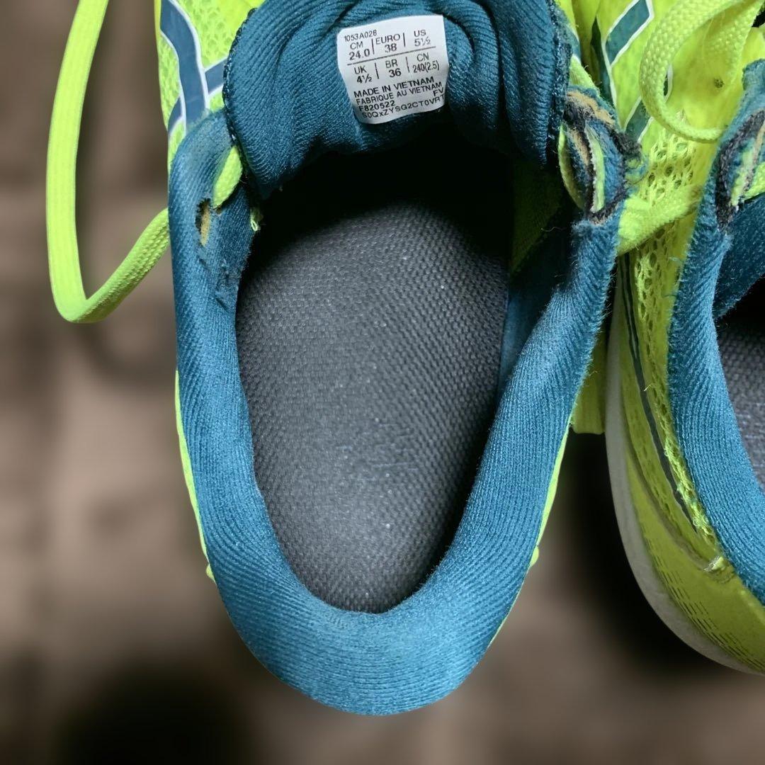ASICS バレーボールシューズ 24cm 蛍光イエロー