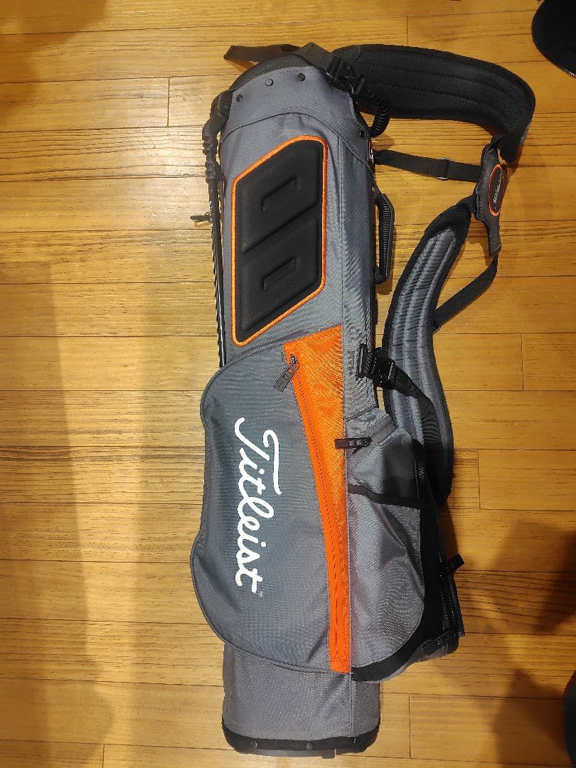 Titleistキャディバッグ 4分割 グレー×オレンジ セルフスタンドキャリー