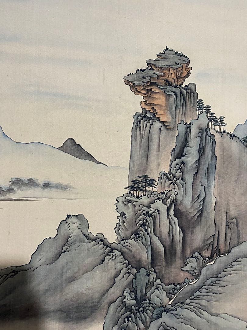 金城 山水 中国画 掛け軸 水墨画 和室 玄関 茶室 壁掛け 美術品