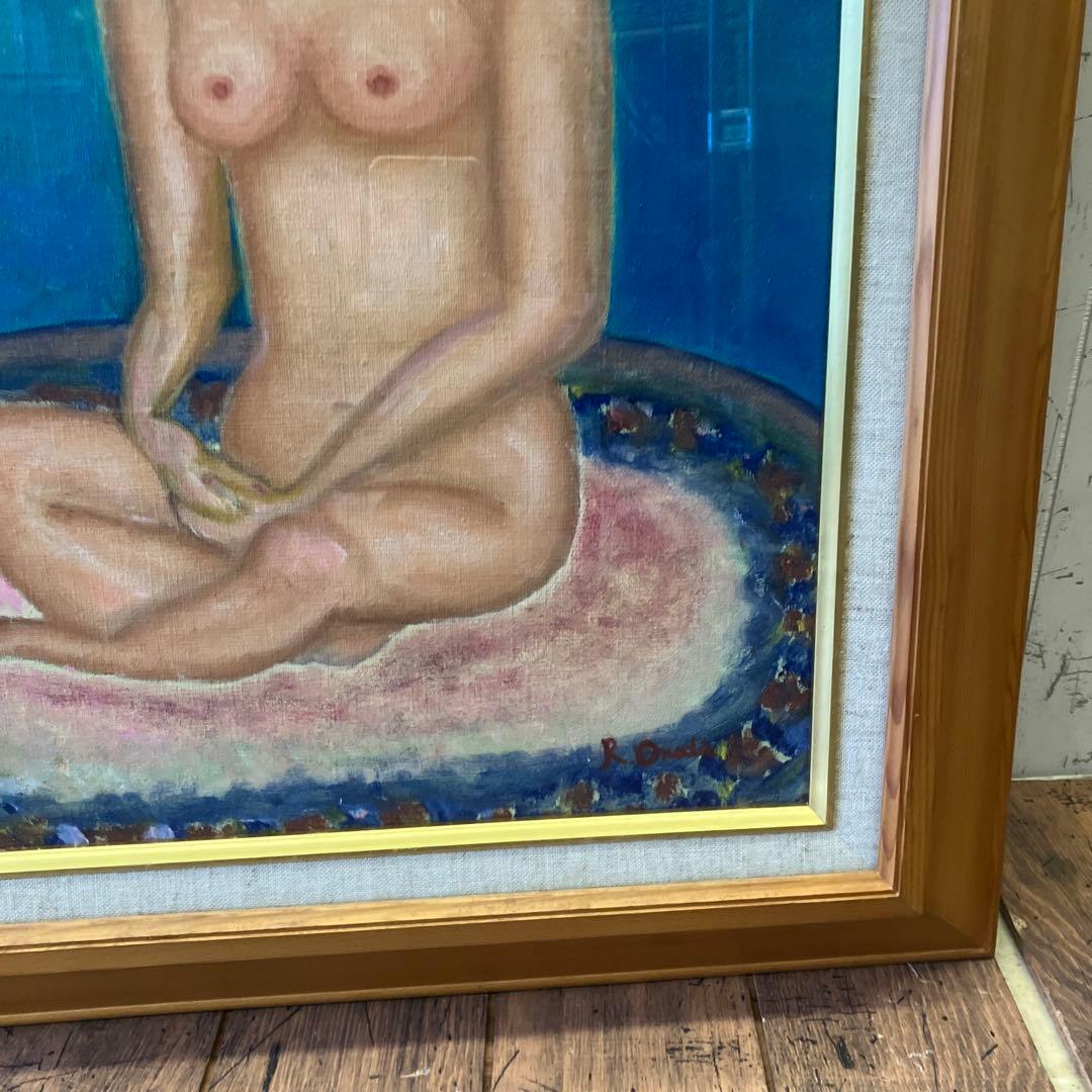 昭和レトロ 木製フレーム 裸婦画 裸婦 人物画 女性 油絵 油彩画 額縁 額装