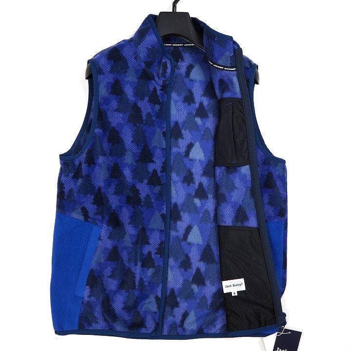 新品 ジャックバニー ライトフリース ベスト 総柄 パープル サイズ6(LL)