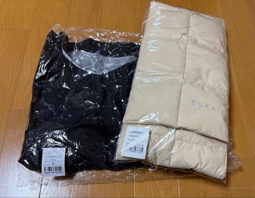 新品未使用タグ　SUKALA リブロゴタンクトップ M ブラック　非売品マフラー