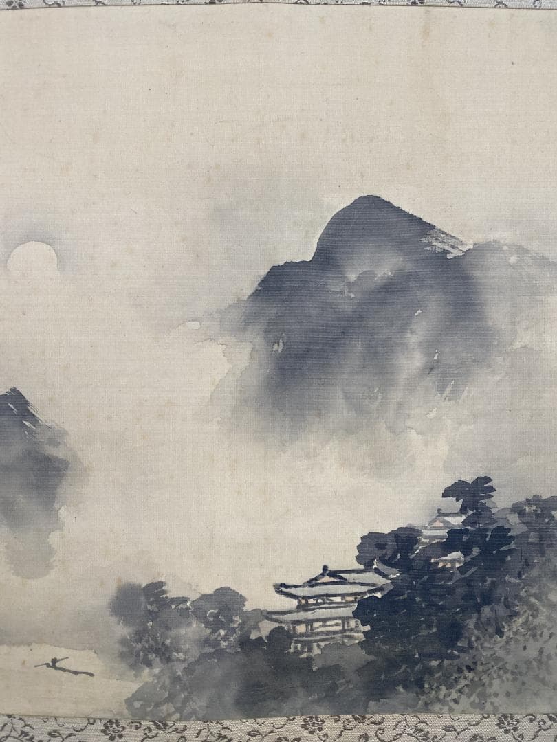 a*o様 垣内雲嶙(りん)『月松図』横物 四条派 飛騨国高山生まれ 塩川文麟師事