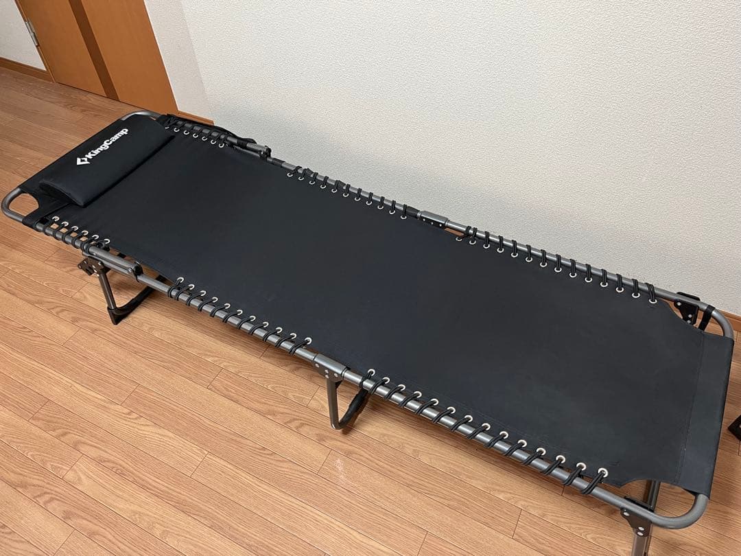 KingCamp コット 黒 ヘッドクッション付き