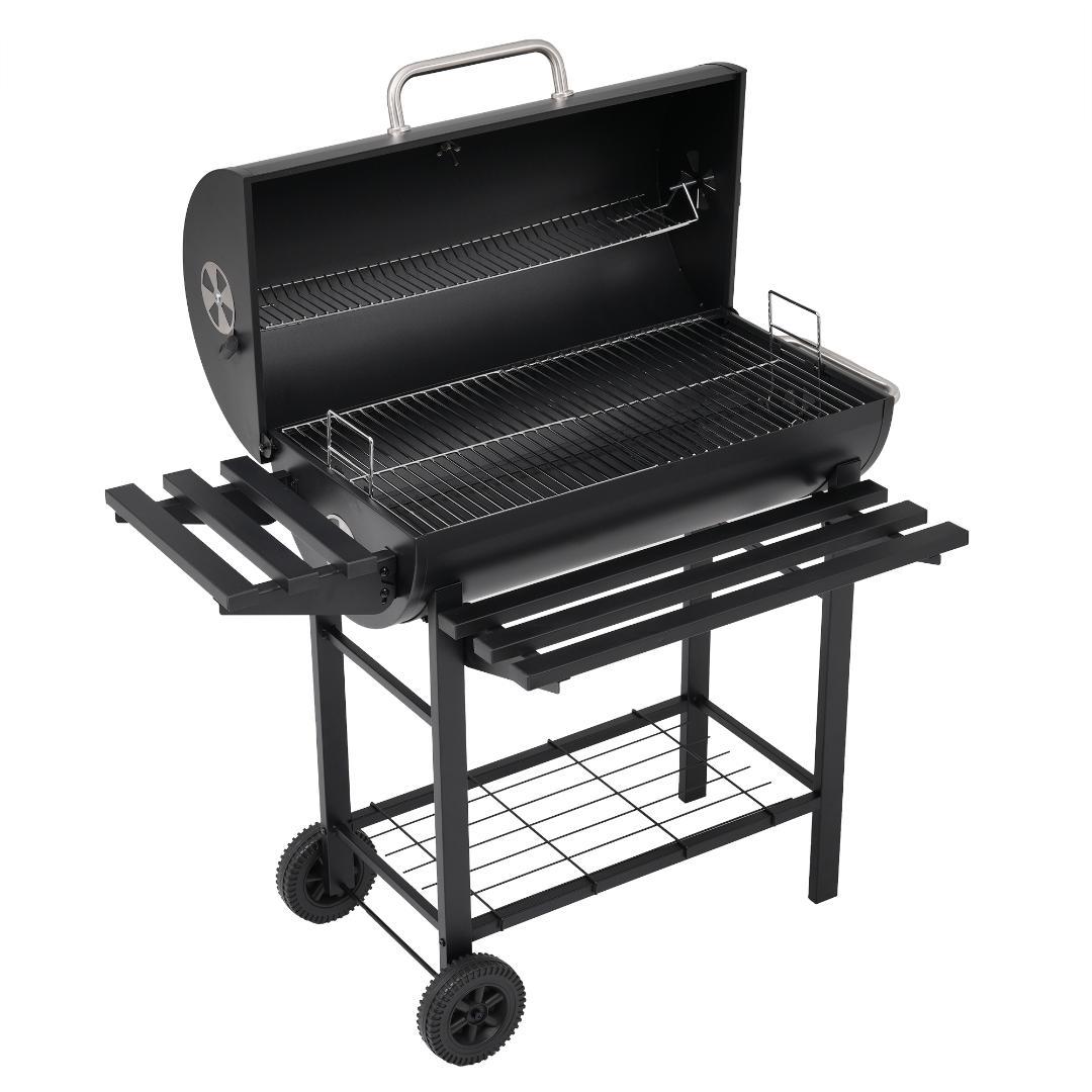 【レインカバー付き】バーベキューコンロ 焼き網 温度計 多用棚板 8-12人用
