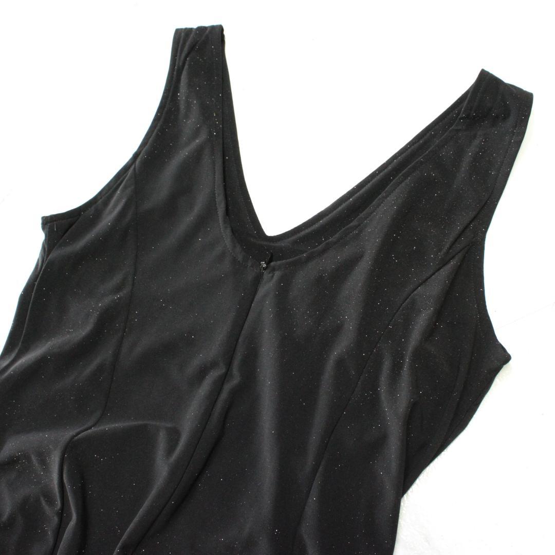 【美品 社交ダンス衣装】ワンピース ドレス 黒 シンプル 袖なし 赤 レッド