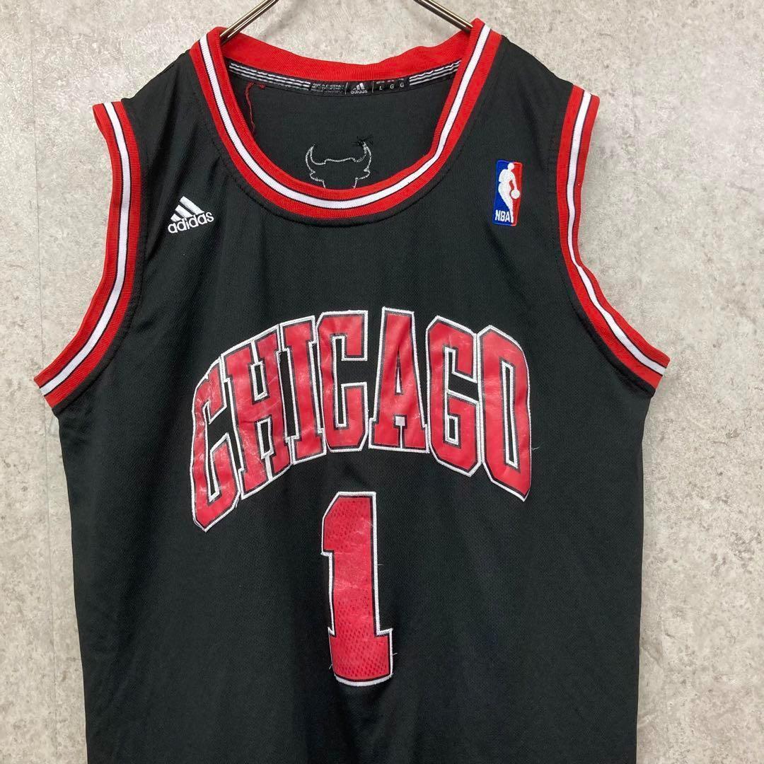 レア《アディダス》NBAシカゴブルズ 両面刺繍タンクトップ ユニフォーム/XL