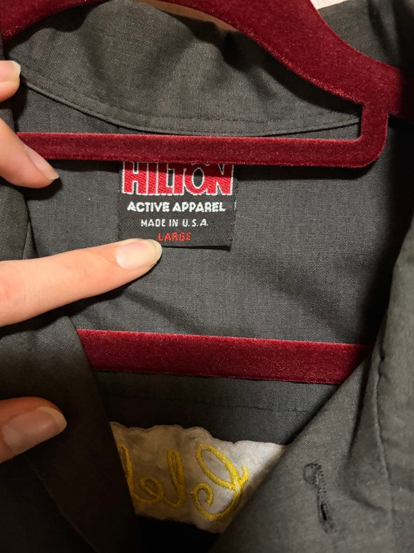 希少 Hilton 半袖 ボーリングシャツ　黒　黄色刺繍　usa製70s 80s