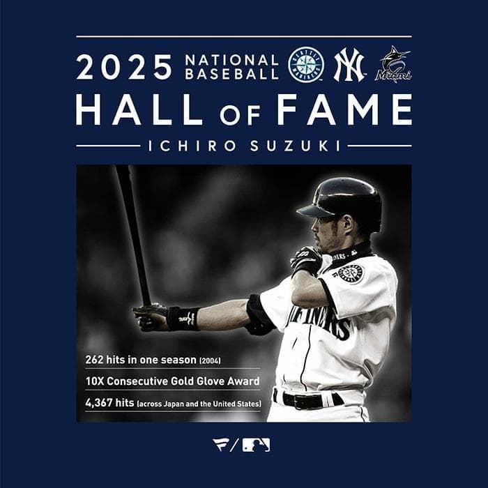 ICHIRO イチロー 米国野球殿堂入り記念 Tシャツ ネイビー Lサイズ