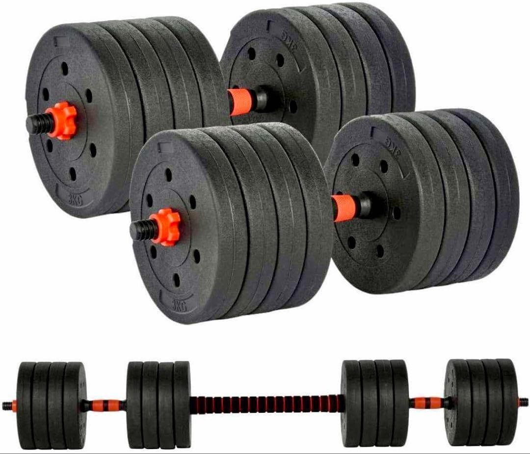 計50kg／バーベルにもなるダンベル 可変式プレート｜25kg×2個セットa9