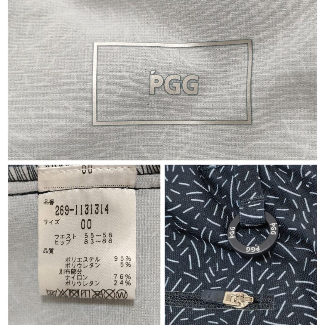 PGG　ゴルフ　ロングパンツ　ウエストゴム　総柄　デザイン切替　ストレッチ　00