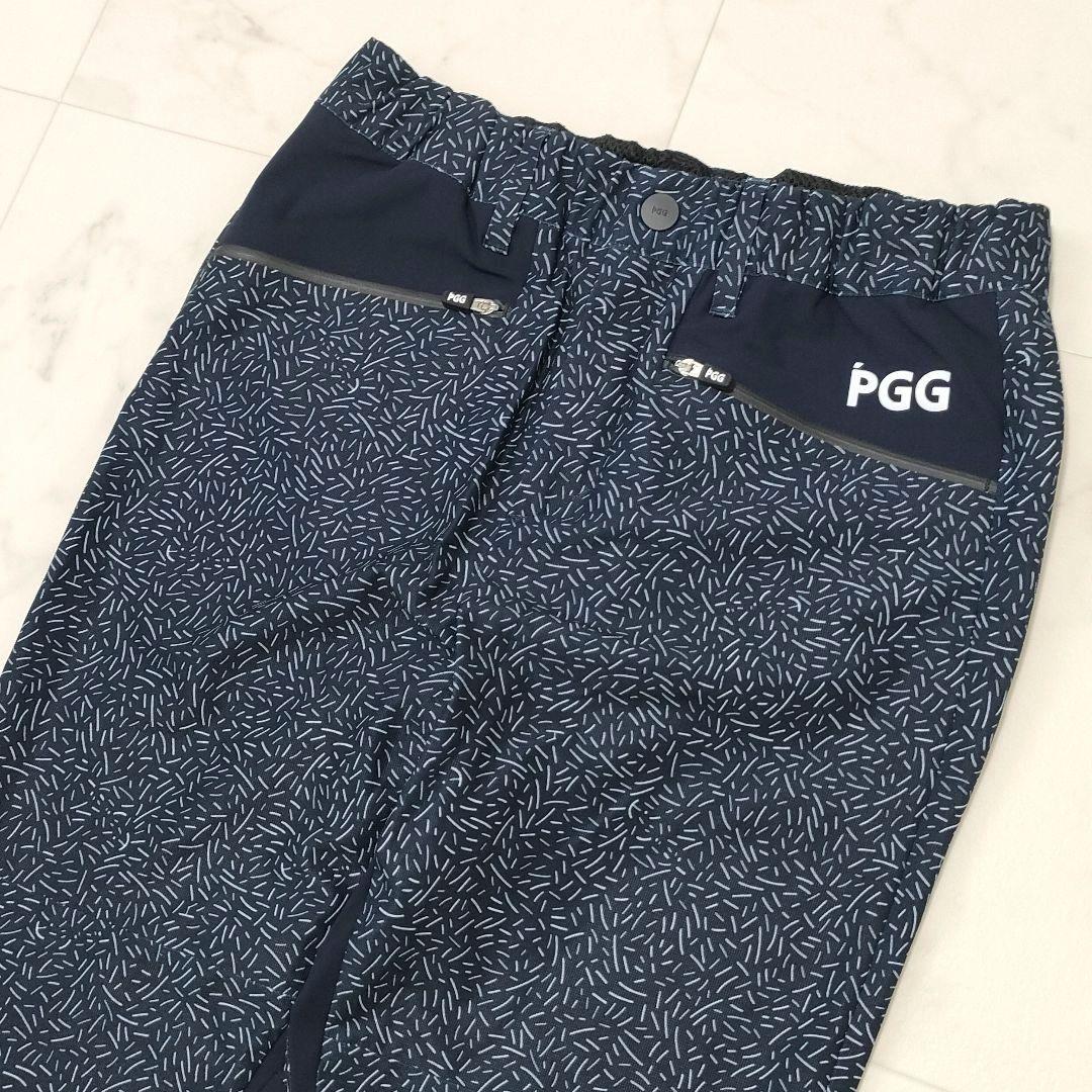 PGG　ゴルフ　ロングパンツ　ウエストゴム　総柄　デザイン切替　ストレッチ　00