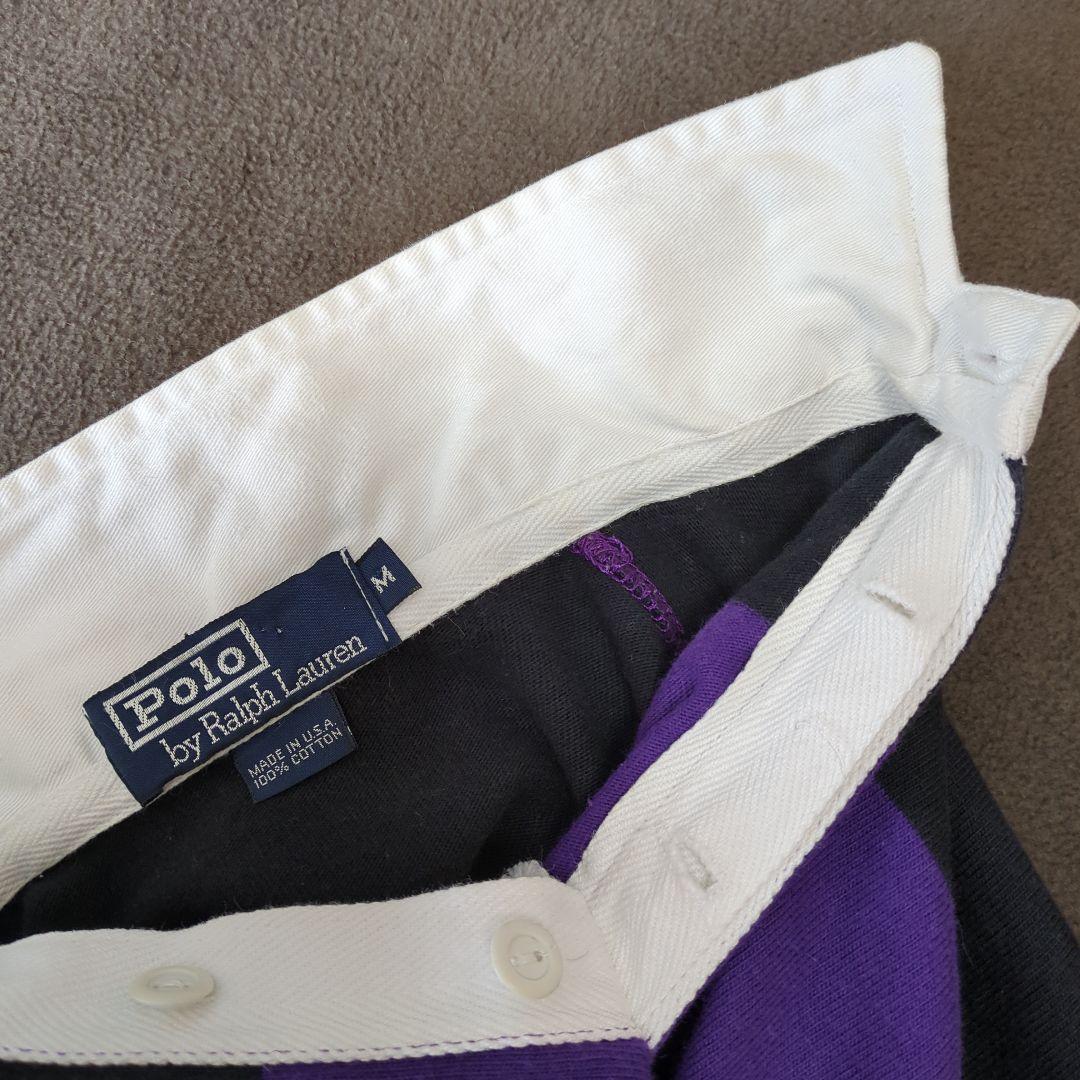 90s Polo by Ralph Lauren ラガーシャツ M 黒紫