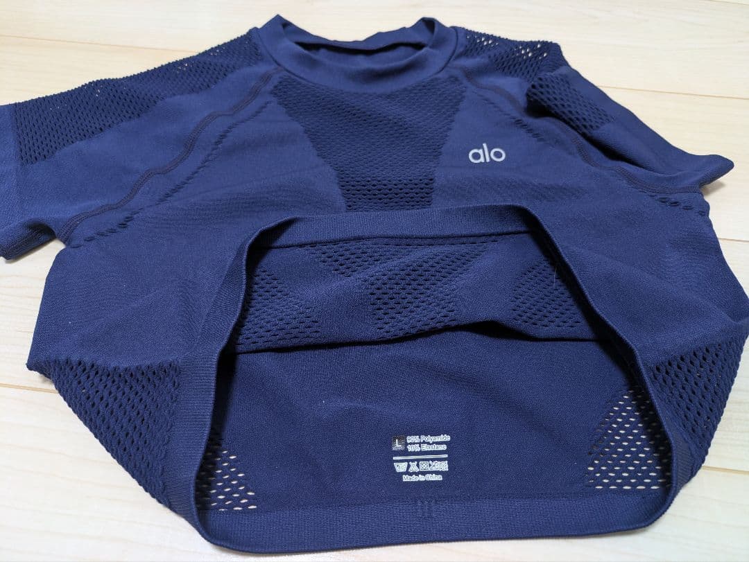 alo ネイビー メッシュTシャツ　Lサイズ