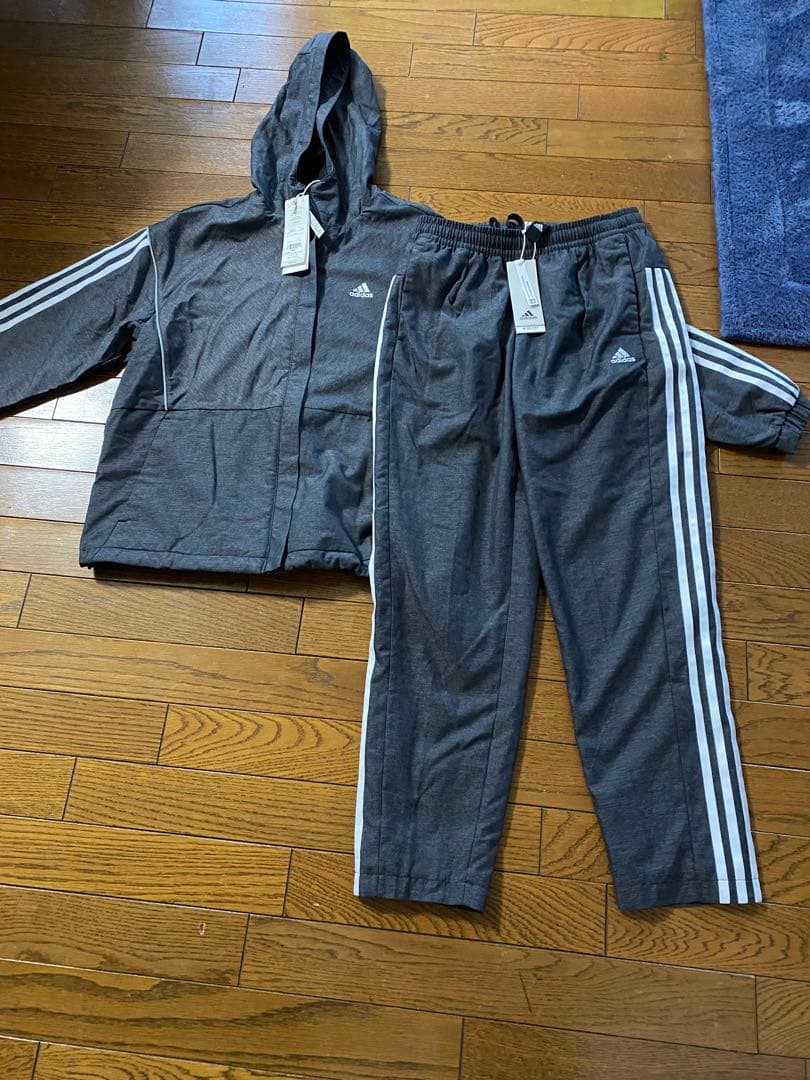 未使用adidas ウィンドブレーカー パンツ セット レディースMグレー起毛