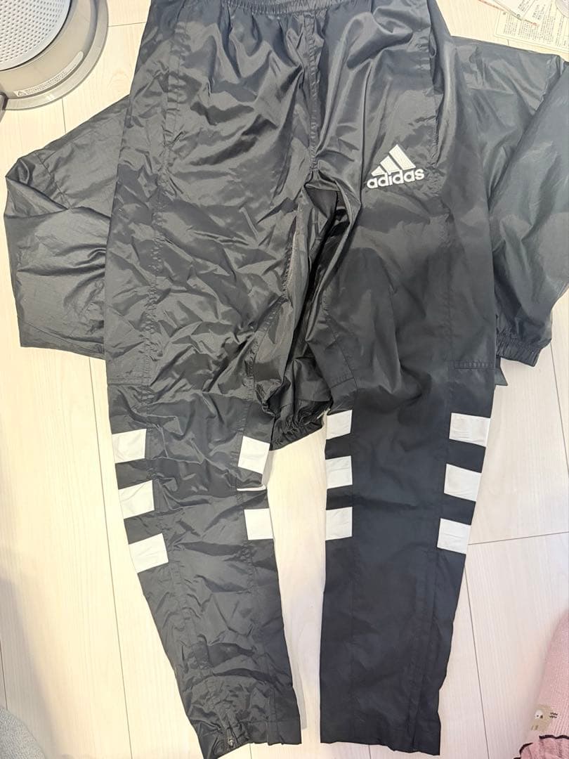 adidas ブラックウィンドブレーカー Sサイズ セットアップ