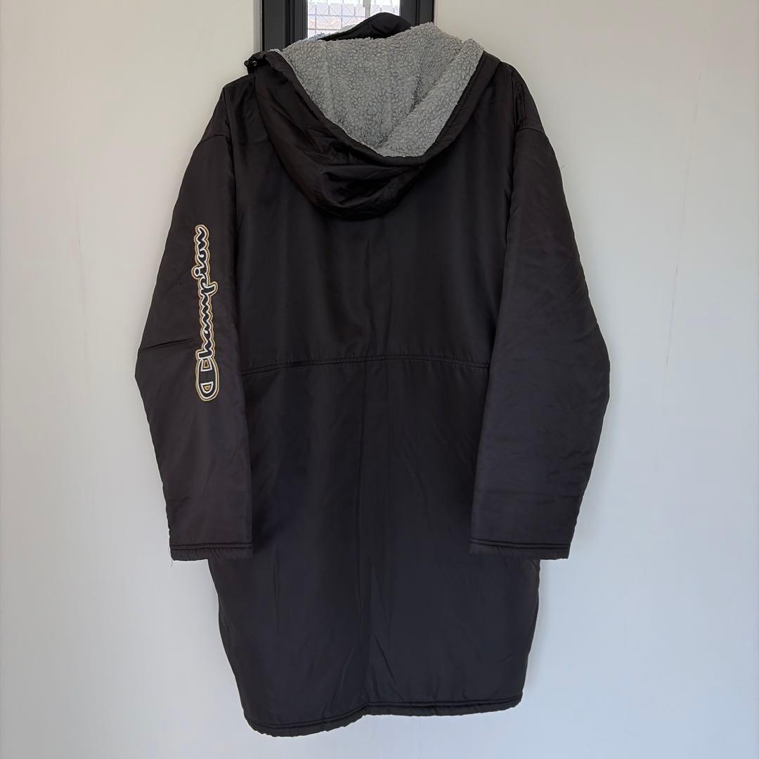 Champion ブラック ベンチコート フード付き　クリーニング済み