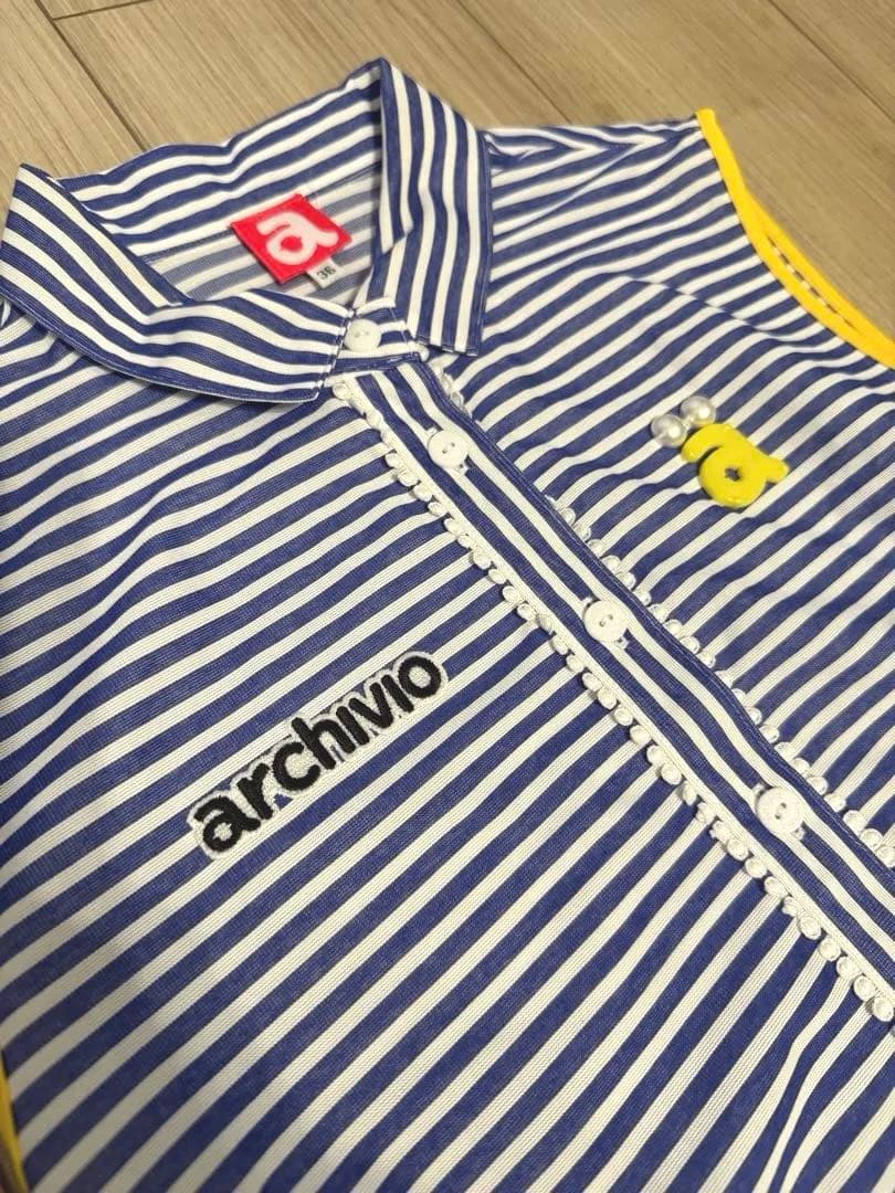 archivio ストライプ ノースリーブ ワンピース