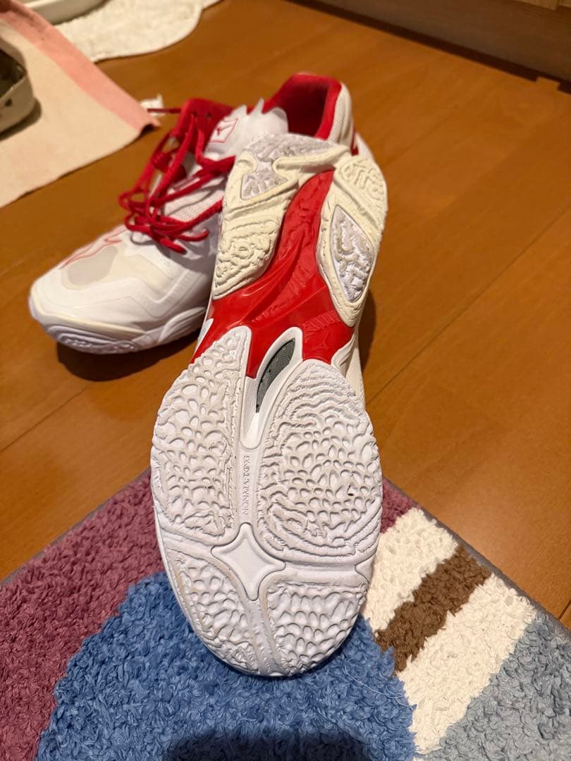 ぐるきゅふ Mizuno バレーボールシューズ ホワイト/レッド