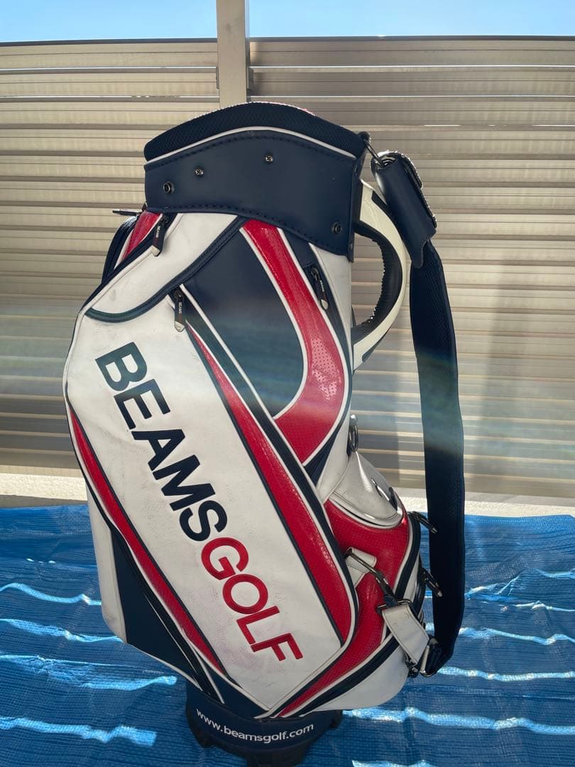 BEAMS GOLF キャディバッグ ホワイト/レッド