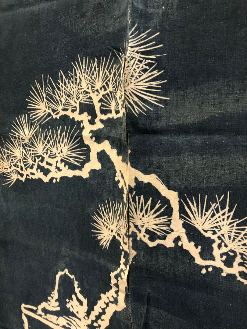 藍染 加賀のれん 時代物 木綿 古布ソ-122 三巾