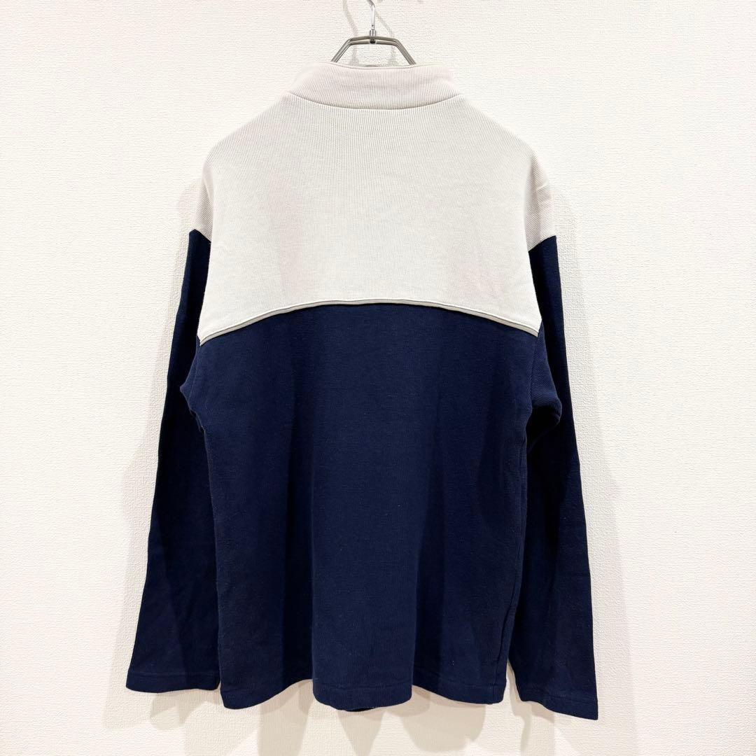 DESCENTE デサント ハーフジップスウェット ネイビー ホワイト