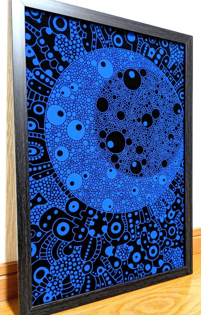 A3額付き　アート　オリジナルアート　絵画　原画　アクリル画　抽象画　インテリア