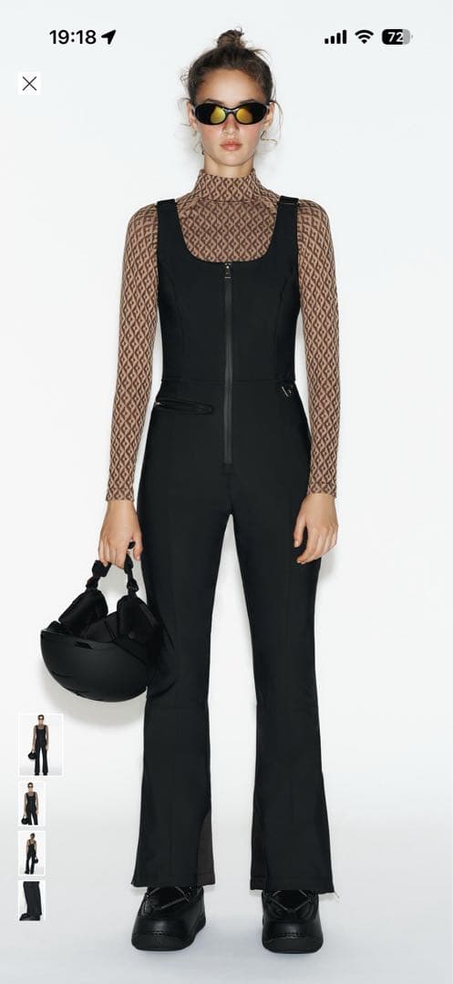 ZARA スキーウェア　黒　耐水　テクノロジー　ストレッチオーバーオール　スキー