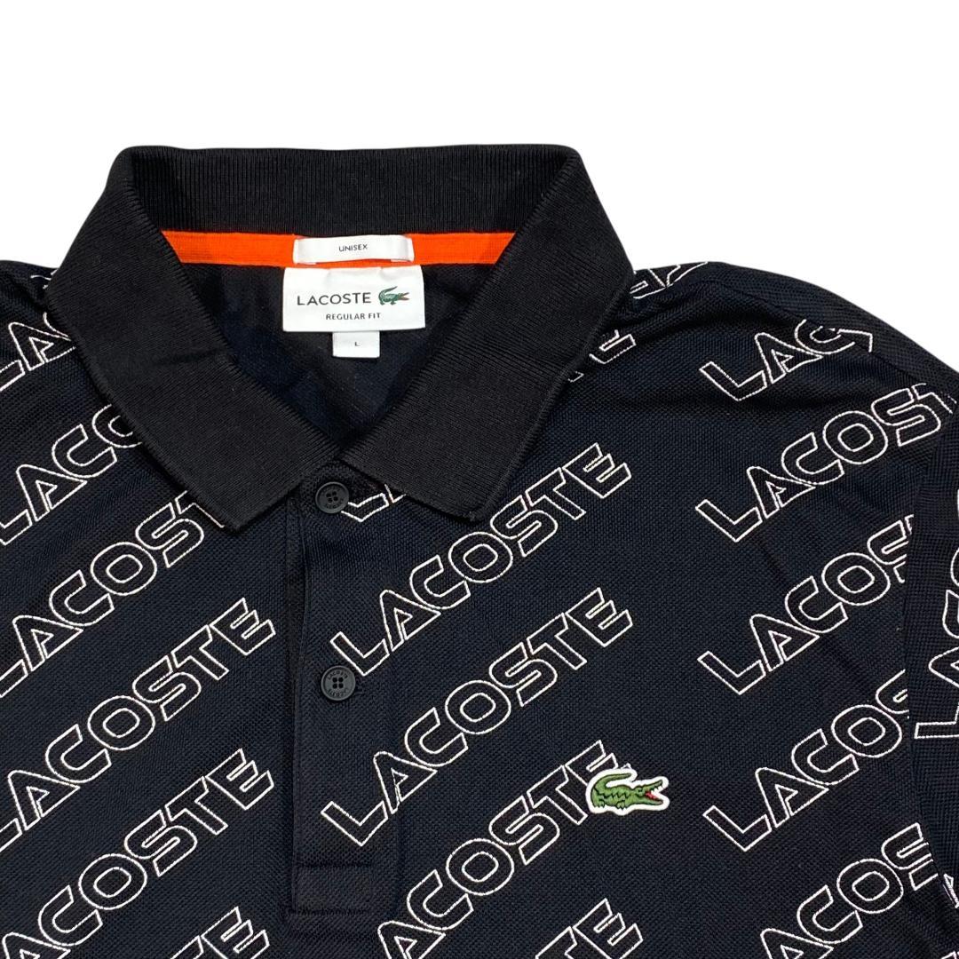 LACOSTE ラコステ 半袖 ポロシャツ L ブラック 総柄 メンズ ゴルフ