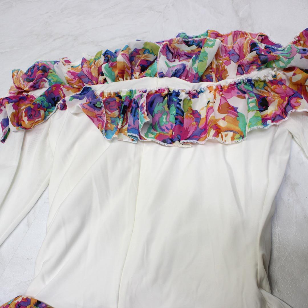 【美品 社交ダンス衣装】ワンピース ドレス 白 カラフル 紫 緑 水色 ブルー