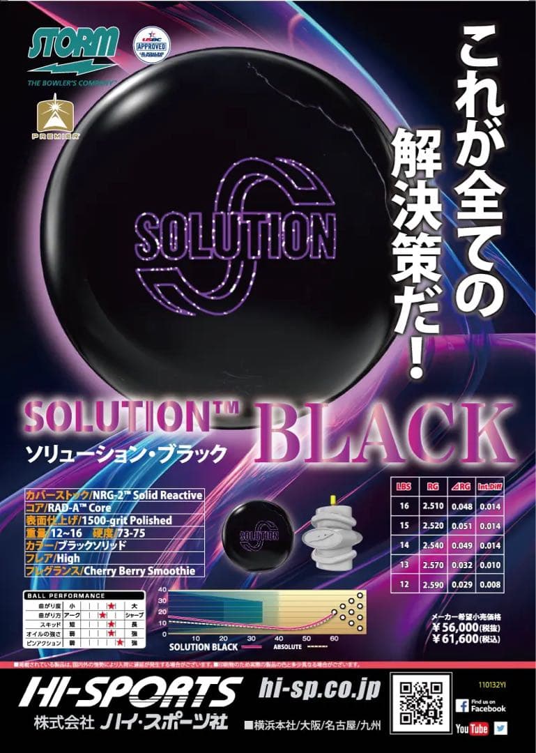 送料込み【新品】ソリューション・ブラック　ストーム　 15ポンド4オンス　4