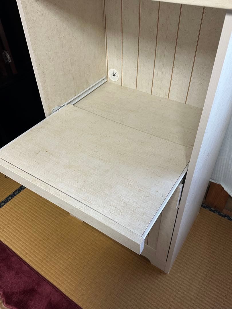 ホワイト 木製 レンジボード 引き出し付き