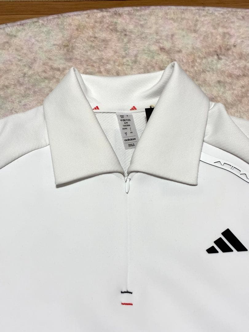 新品 L アディダス ゴルフ　セットアップ　保温長袖ポロシャツ　ベージュスカート
