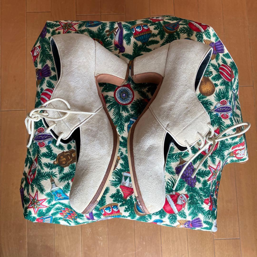 DONflamencoフラメンコシューズ レースアップ　クリーム色
