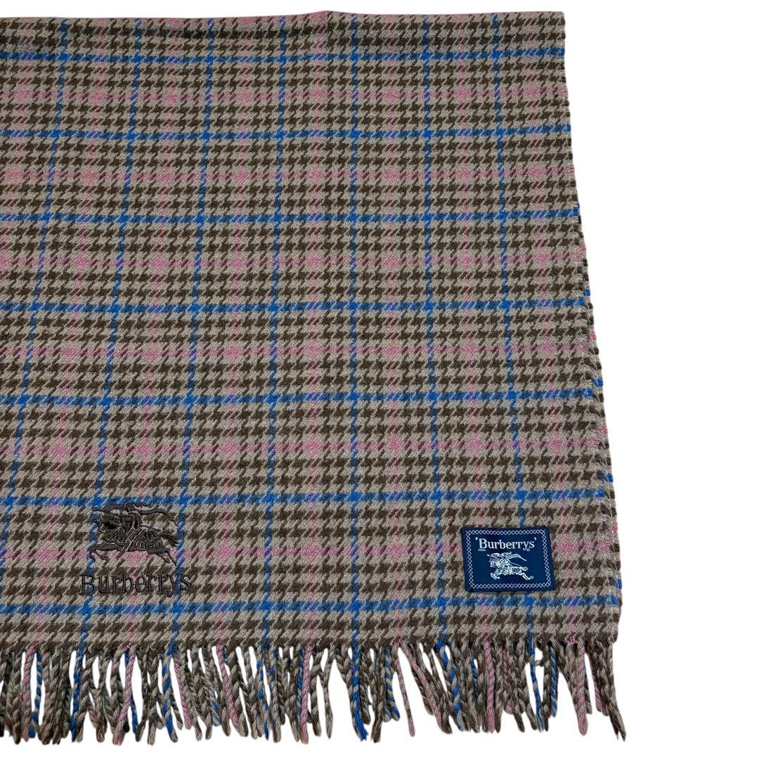 BURBERRY バーバリー ブランケット 毛 ベージュ チェック柄 フリンジ