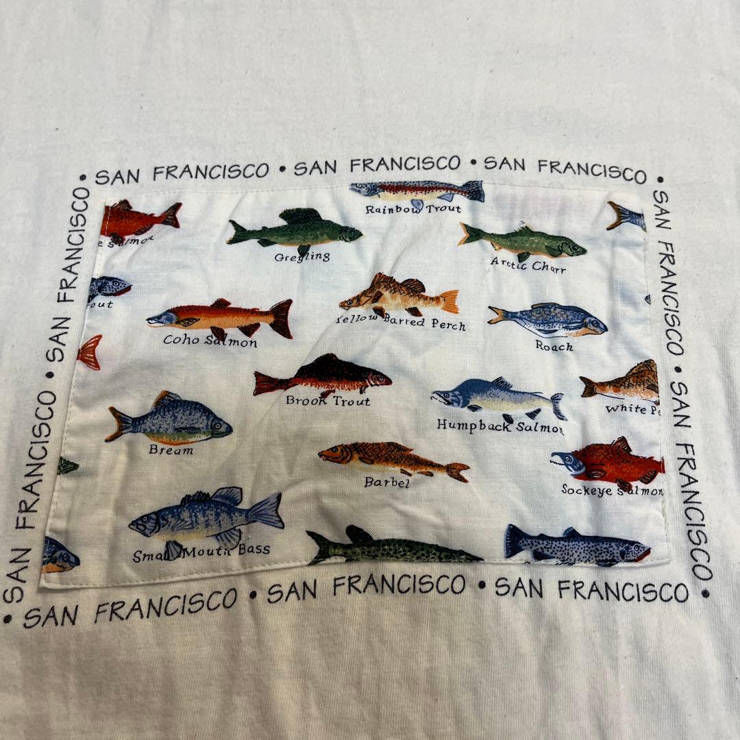 LINDA TILSON 魚イラスト Tシャツ L コットン100％　USA