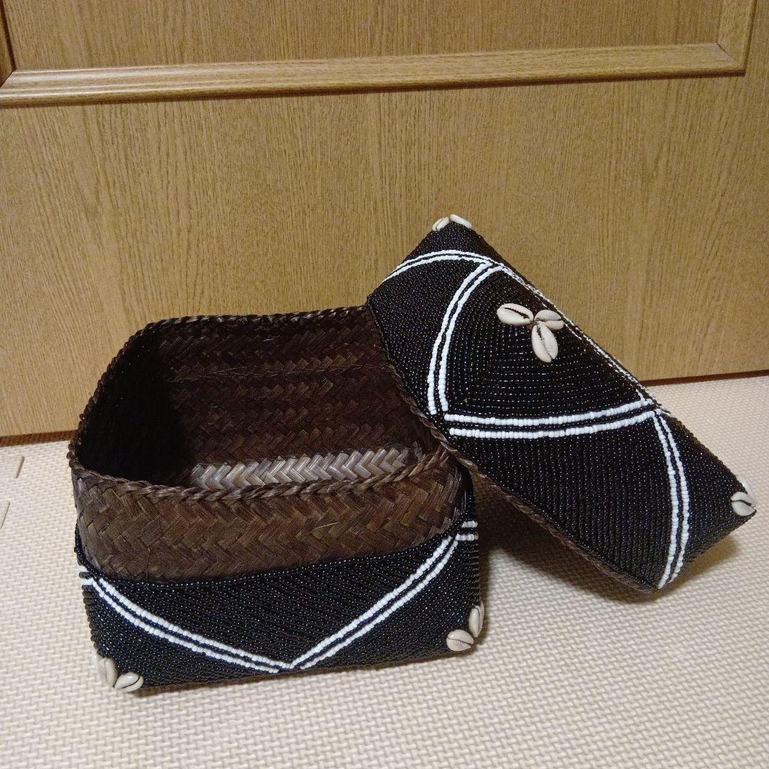 新品　ビーズ　シェル　貝殻　バスケット　箱　ボックス　アジアン　インテリア　北欧