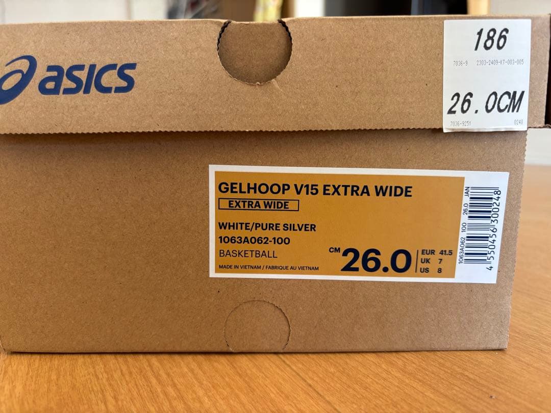シューズ(男性用) ASICS GELHOOP V15 EXTRA WIDE 26.0cm